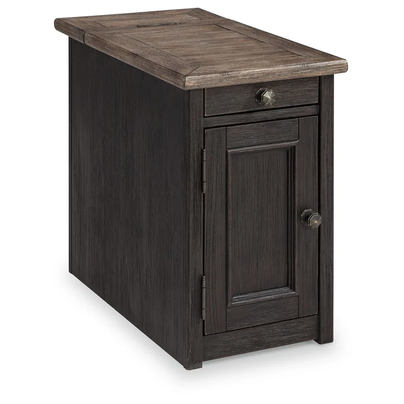 Tyler Creek - Chair Side End Table - Grayish Brown / Black