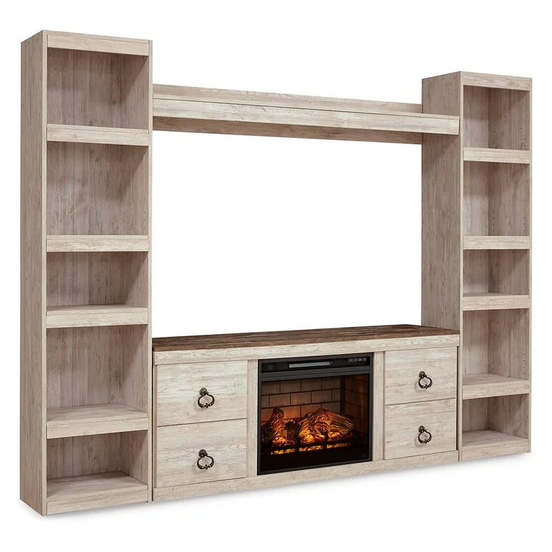 Willowton 4-Piece Entertainment Center with Electric Fireplace