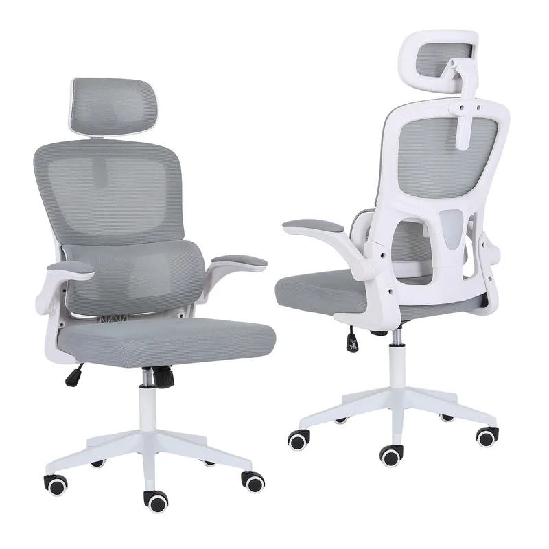 Work Office Chair - Lumber Support Flip-up Armrest Adjustable Headrest SITIO - GREY