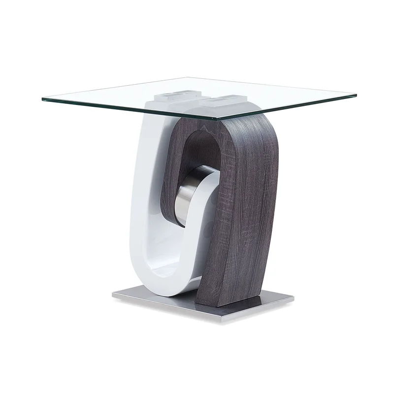 T4127 - End Table - Clear / Silver / White / Dark Gray