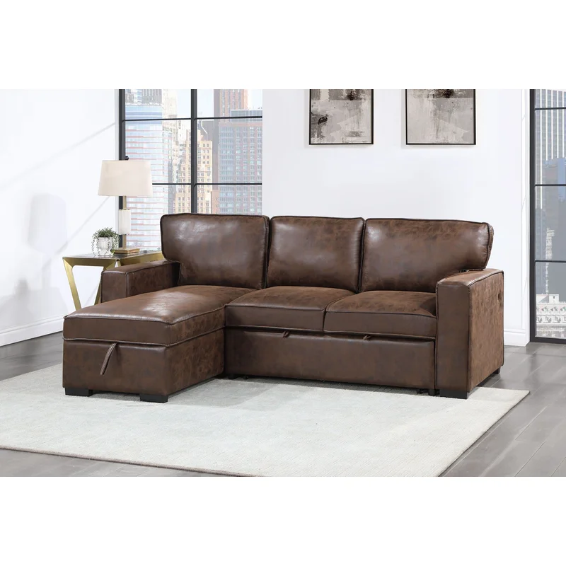U0203 - Reversible Pullout Sofa Bed - Coffee
