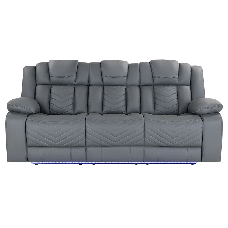 U7068 - 10 Power Reclining Sofa With Dining Table WC And LED - Gray