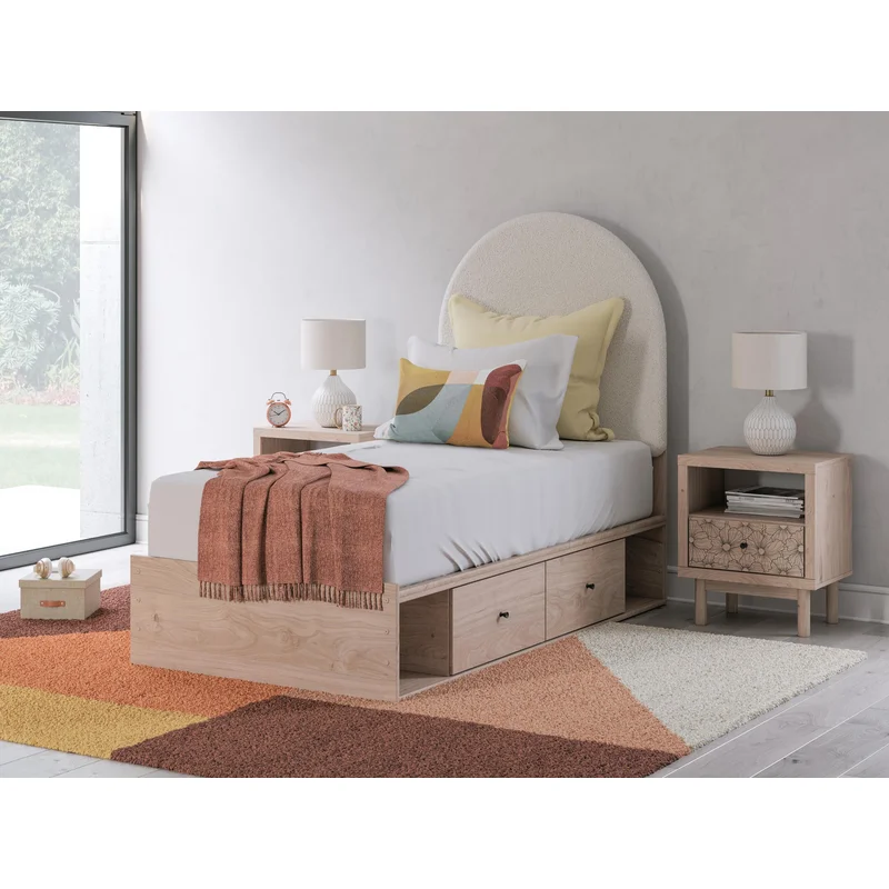 Arloster Twin Upholstered Panel Bed with Storage