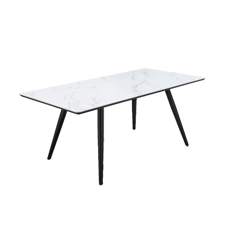 Caspian - Dining Table - White Printed Faux Marble Top & Black
