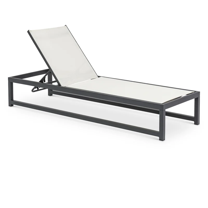Maldives - Water Resistant Outdoor Patio Adjustable Sun Chaise Lounge Chair With Gray Base