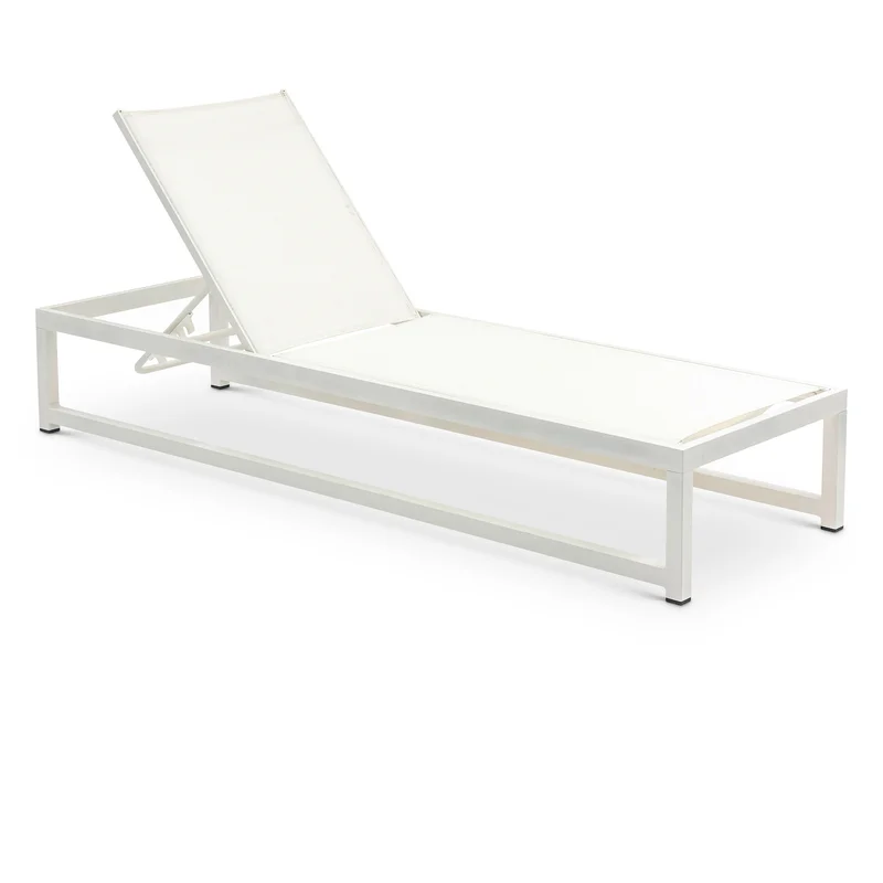 Maldives - Water Resistant Outdoor Patio Adjustable Sun Chaise Lounge Chair With White Base