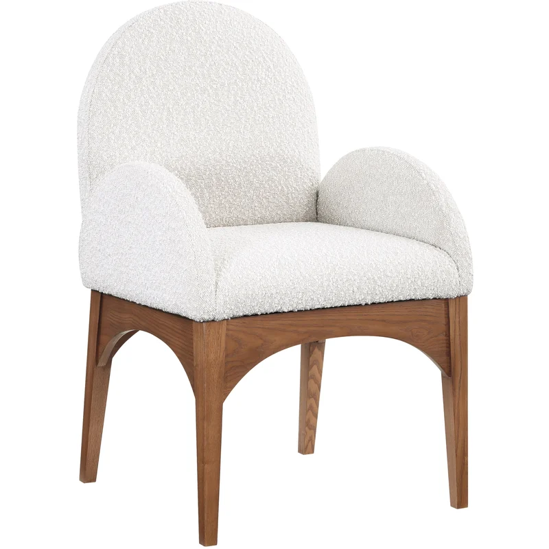Waldorf - Boucle Dining Arm Chair With Brown Legs
