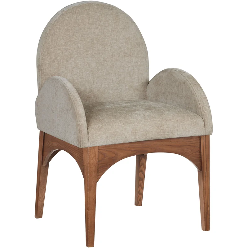 Waldorf - Chenille Dining Arm Chair With Brown Legs