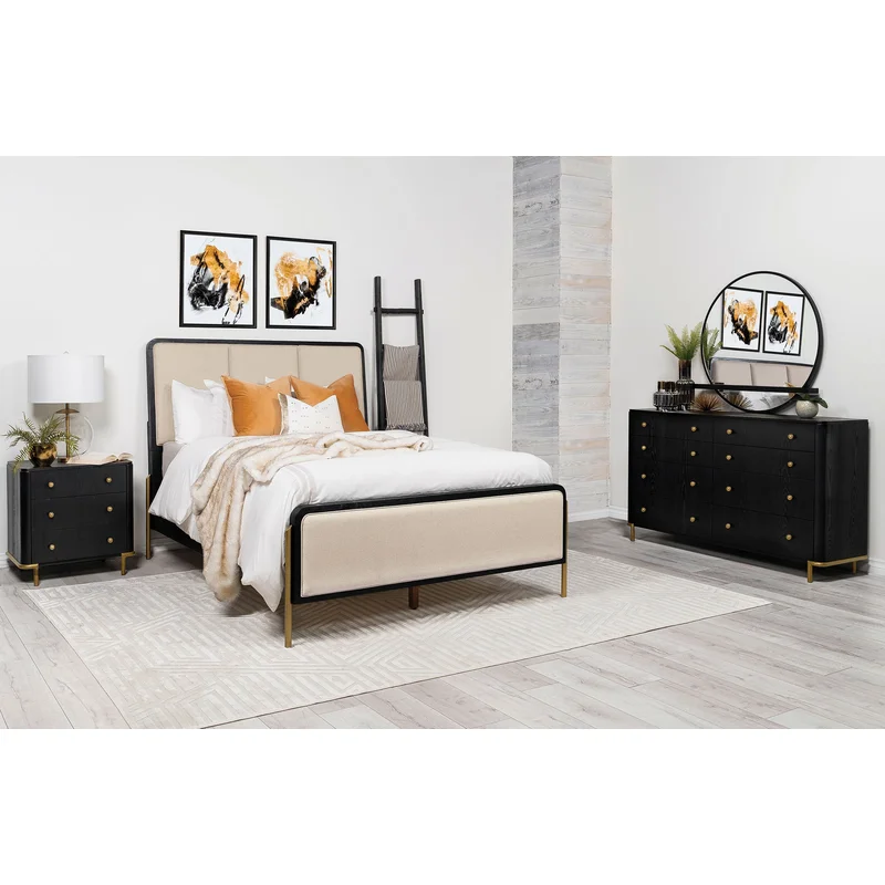 Arini 4-piece California King Bedroom Set Cream and Black