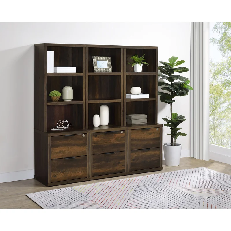 Westpark 3-piece Wall Unit Bookcase Set with USB Dark Pine