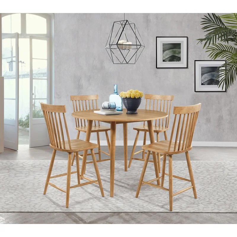 Andrews 5-piece Round Counter Height Dining Set Light Ash