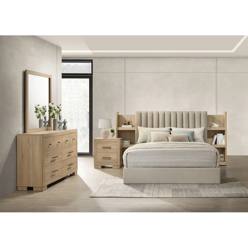 Arielle 4-piece Queen Bedroom Set Light Oak