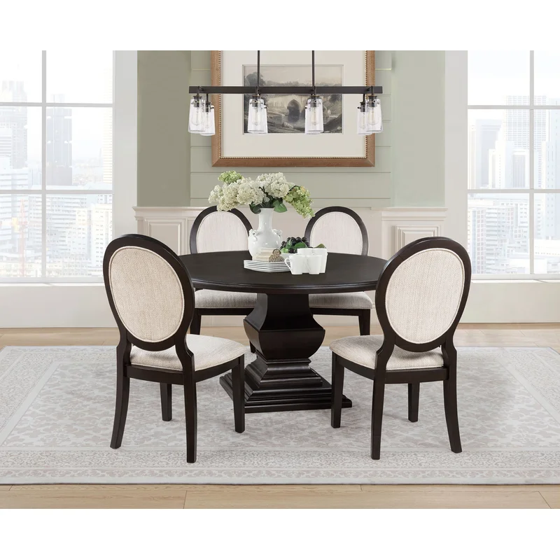 Twyla 5-piece Round Wood Dining Room Table Set Dark Cocoa