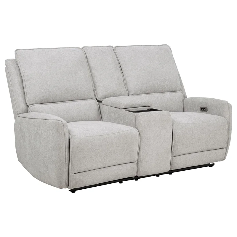 Sylmar Chenille Upholstered Power Reclining Loveseat Dove Grey