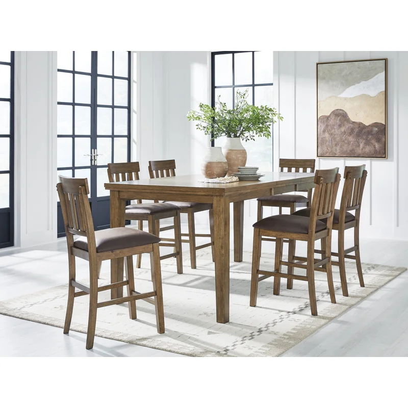 Urbinforte Counter Height Dining Table and 6 Barstools