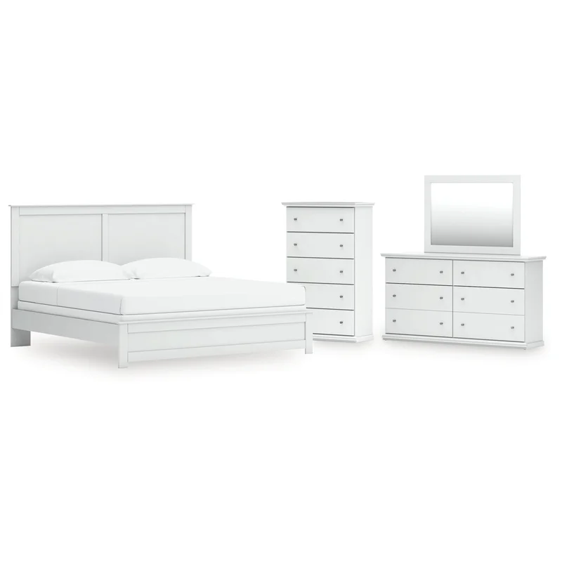 Bostwick Shoals King Panel Bed Dresser Mirror and Chest