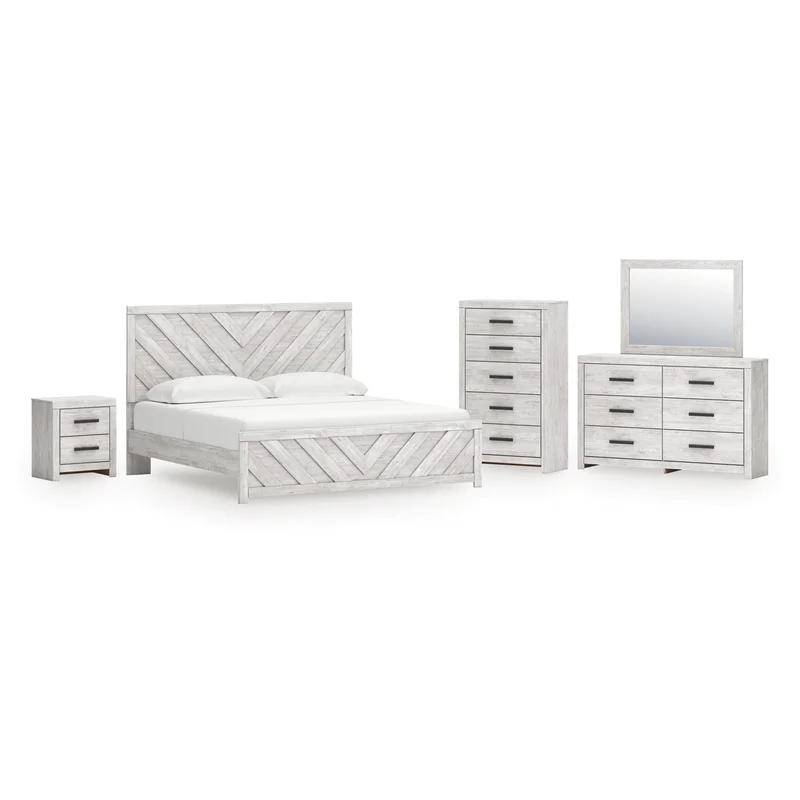 Cayboni King Panel Bed Dresser Mirror Chest and Nightstand