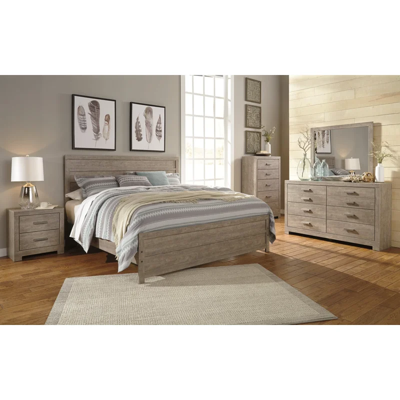 Culverbach King Panel Bed with Mirrored Dresser and Chest