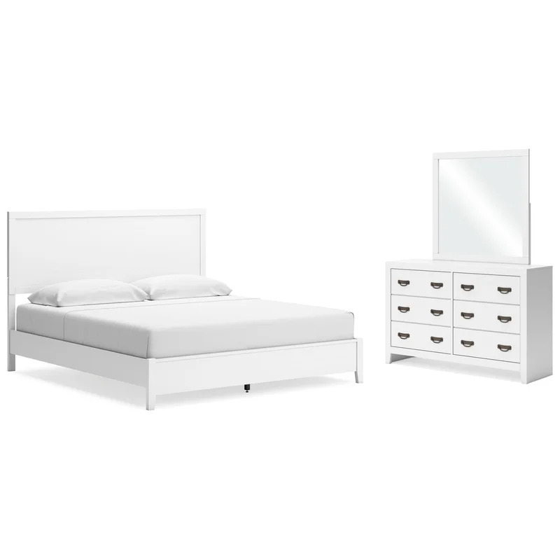 Binterglen King Panel Bed with Mirrored Dresser