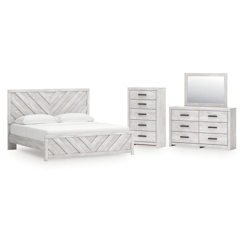 Cayboni King Panel Bed Dresser Mirror and Chest