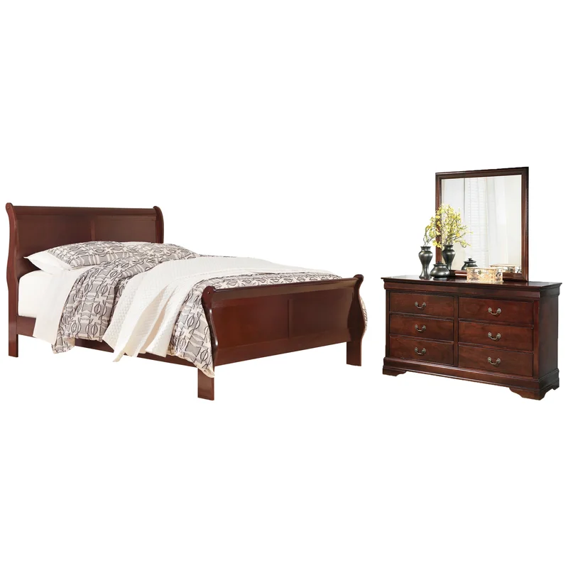 Alisdair California King Sleigh Bed with Mirrored Dresser