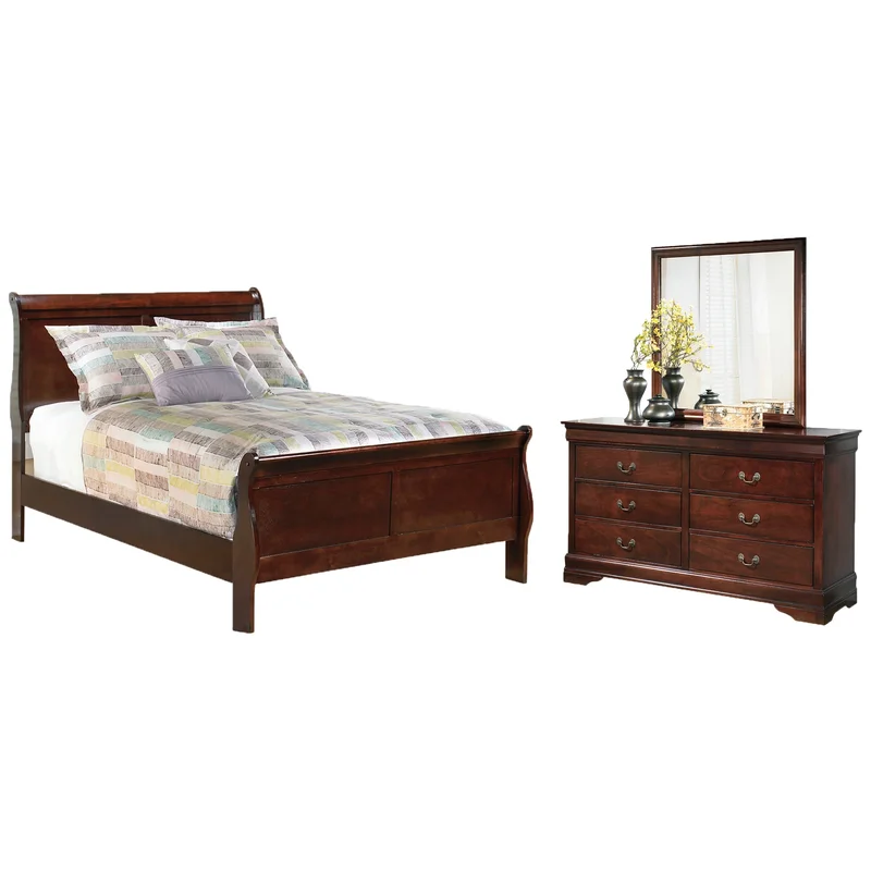 Alisdair Full Sleigh Bed with Mirrored Dresser
