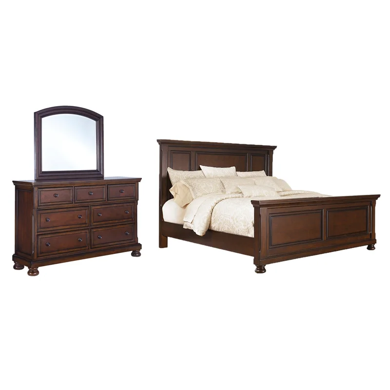 Porter California King Panel Bed with Mirrored Dresser