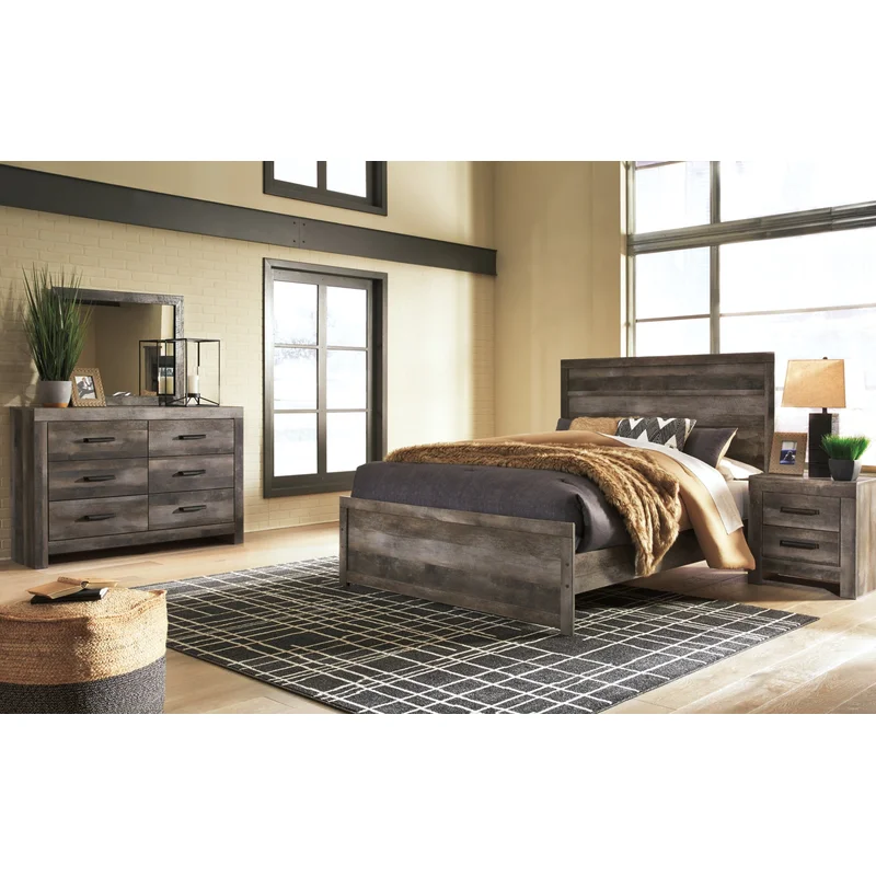 Wynnlow Queen Panel Bed with Mirrored Dresser and Nightstand