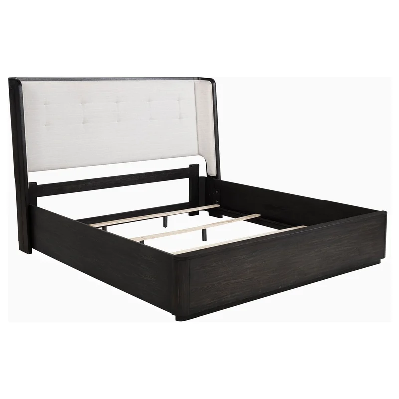 Leandro 55-inch California King Wingback Bed Burnished Black