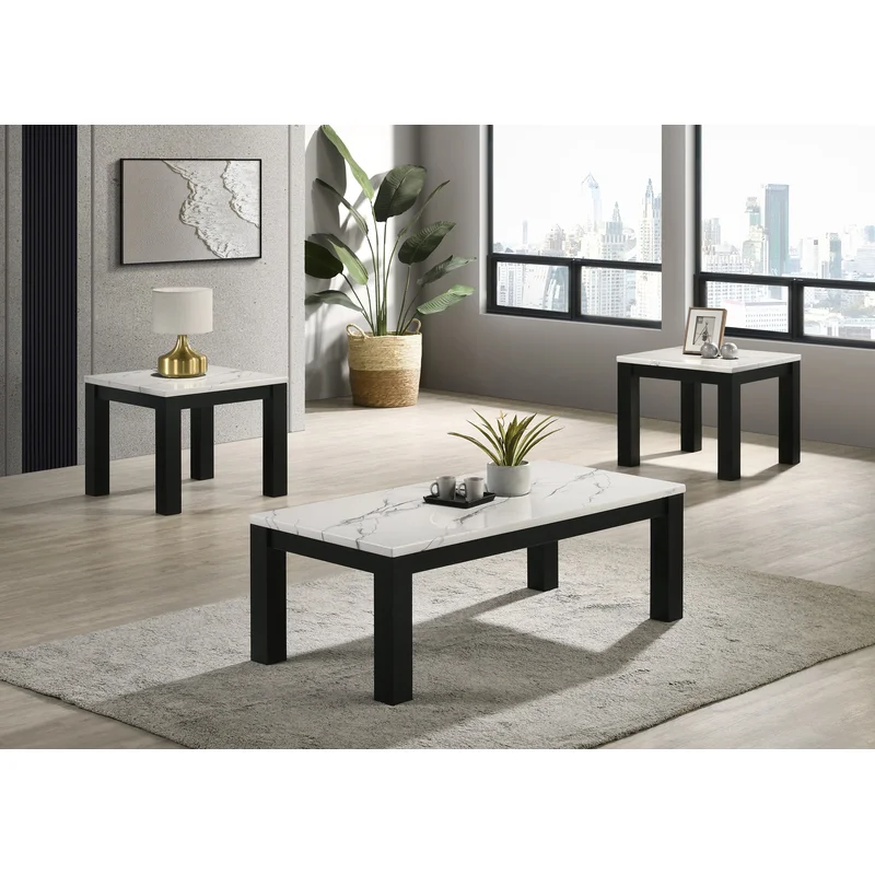 Ivy 3-Pk Faux Marble White Cocktail Set