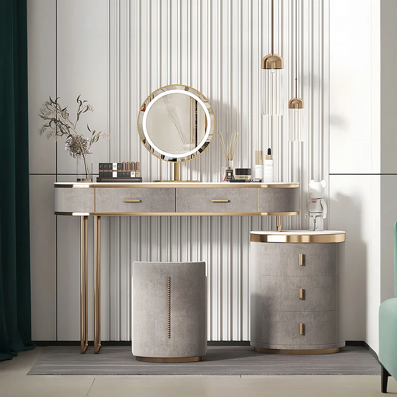 Zoey Dressing Table With LED Mirror Grey