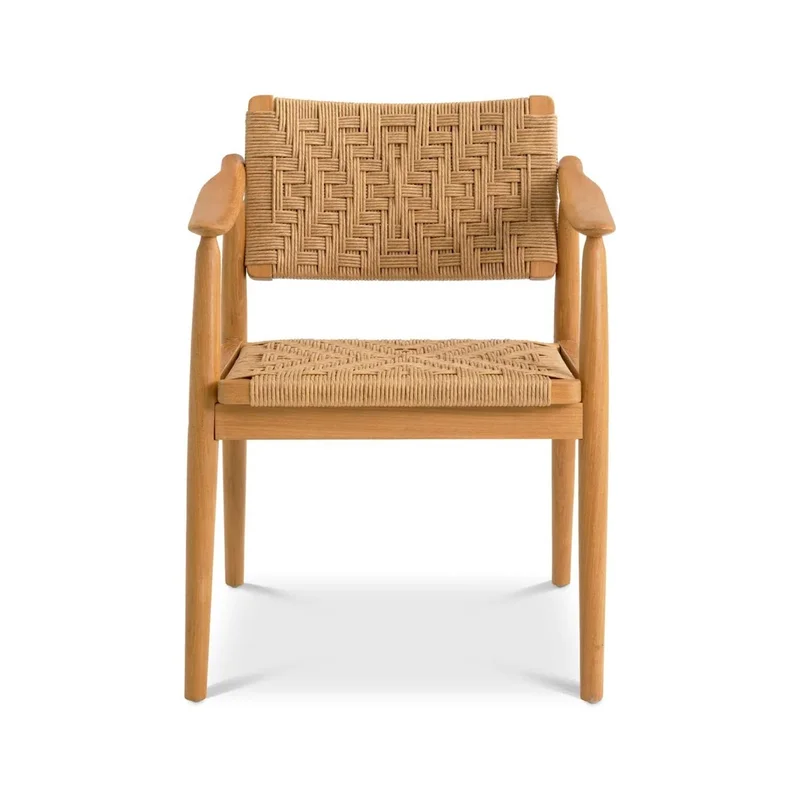 Ferris Teak Woven Rope Outdoor Dining Chair with Cushion