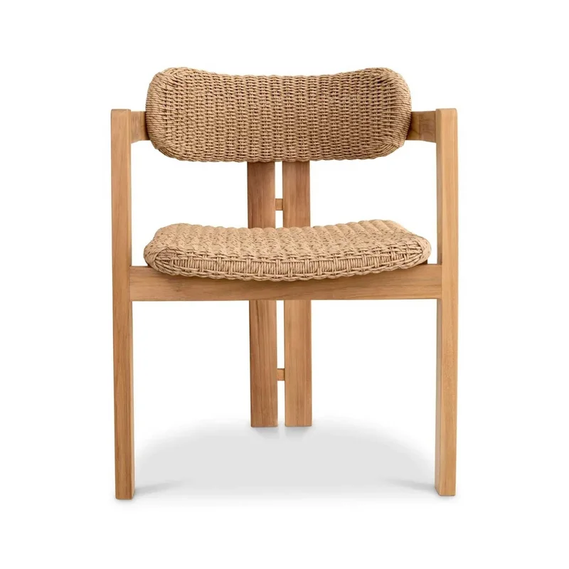 Pamplona Teak Outdoor Dining Chair with Seat and Back Weaving