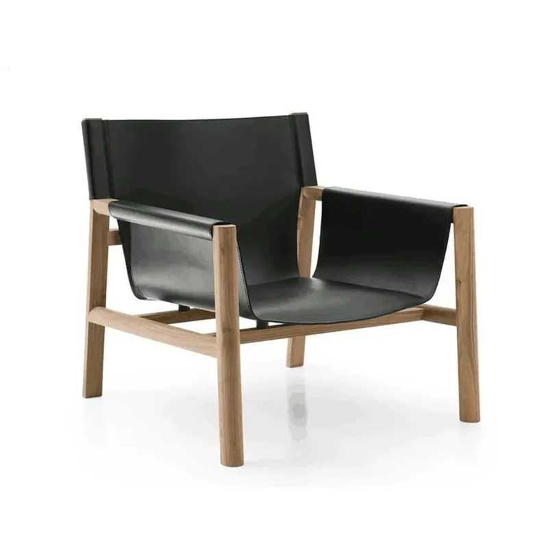 Toronto Leather & Teak Lounge Chair Teak