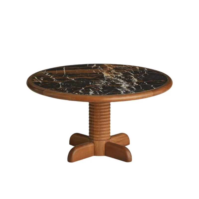 The Fallows Dining Table in Teak and Marble