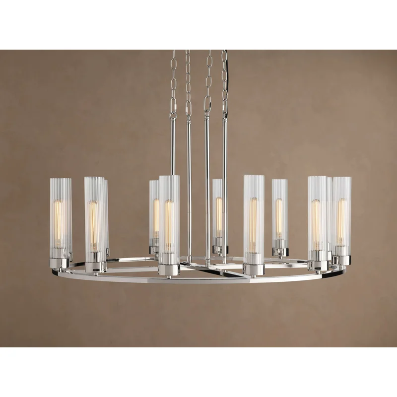 Andreas 12 Light Round Chandelier in Nickel