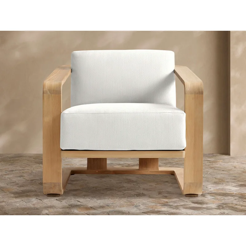 Sonoma Outdoor Teak Lounge Chair in Savona Snow