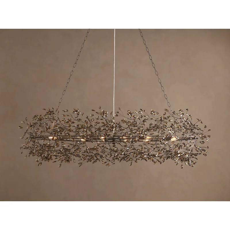 66" Fiore Oval Chandelier in Bronze with Smoke Glass