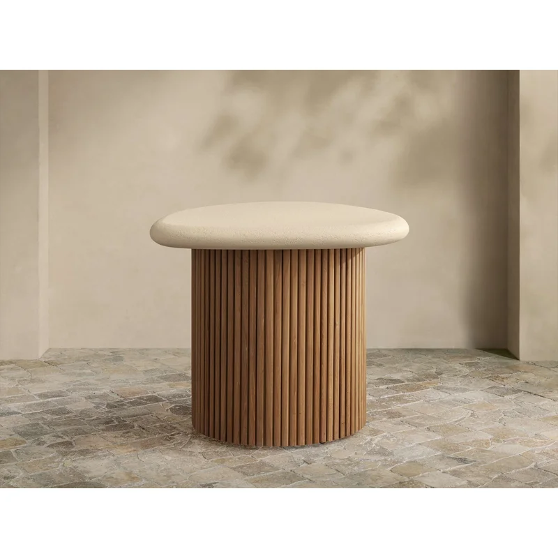 Alesso Outdoor End Table in Limestone