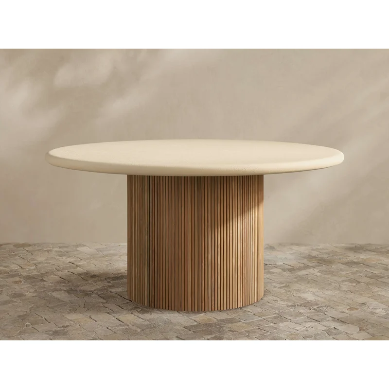 Alesso Outdoor Round Dining Table in Limestone