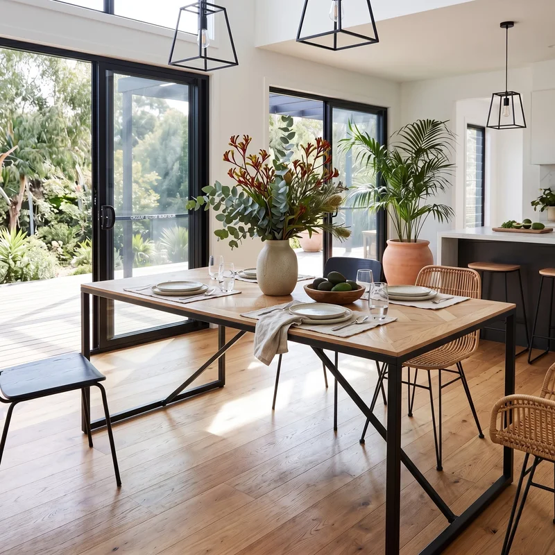 Urban Living Style Loft Parquet Oak Trestle Dining Table