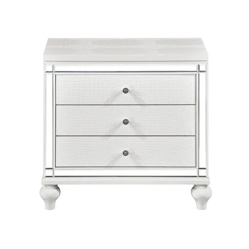 Alonza 3 Drawer Nightstand in White 1845-4