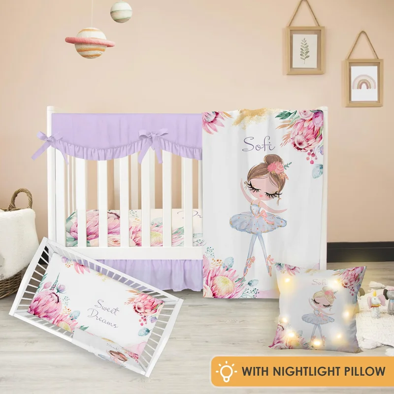 Crib set "Lavender Ballerina light"