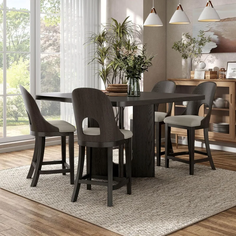 Sterling West Modern 5PC Counter Height Dining Set Ash Gray