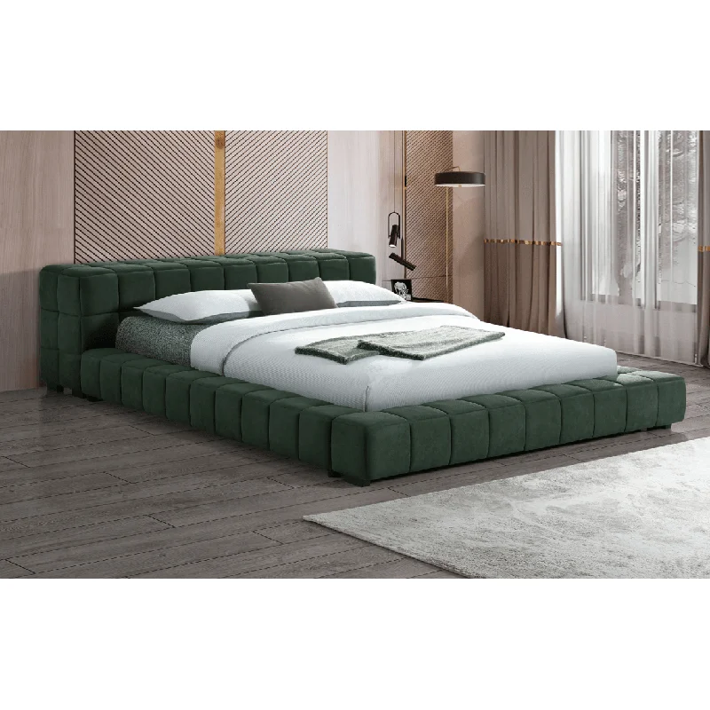 Trinity Upholstered Eastern Queen Platform Bed Green