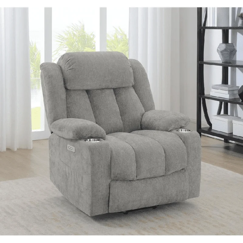 Houston Upholstered Power Lift Recliner Gray