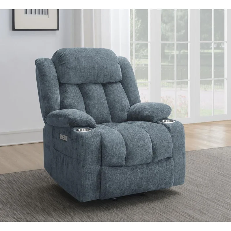 Houston Upholstered Power Lift Recliner Slate Blue