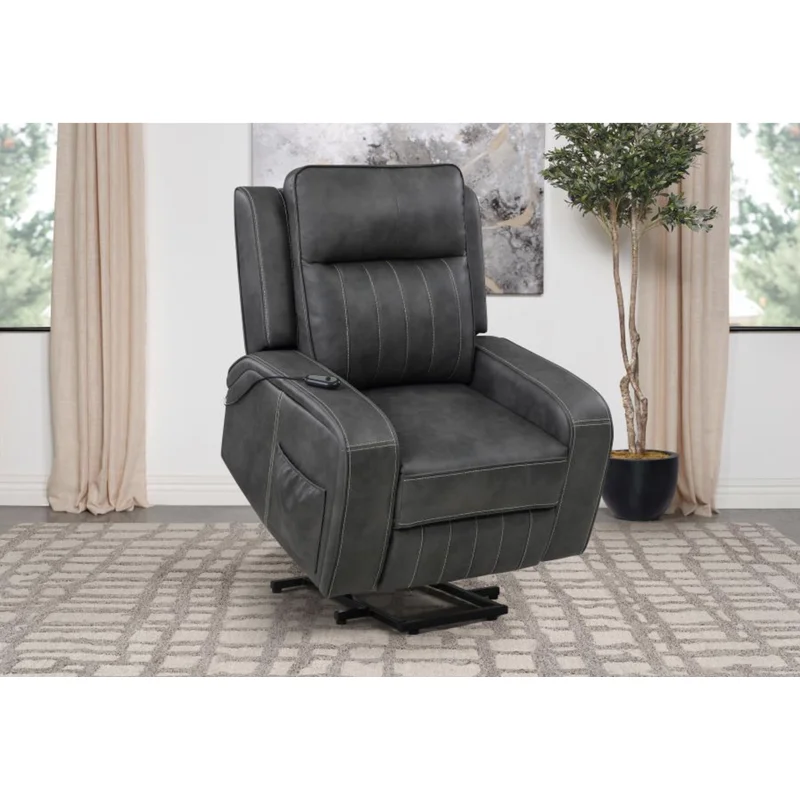 Raelynn Upholstered Power Lift Recliner Chair Grey