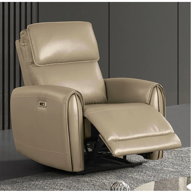 Schlieren Contemporary Leatherette Power Recliner Beige