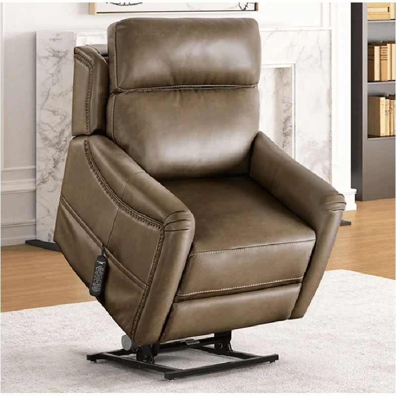 Sylvanus Transitional Power Lift Recliner with Massage & Heat - Brown